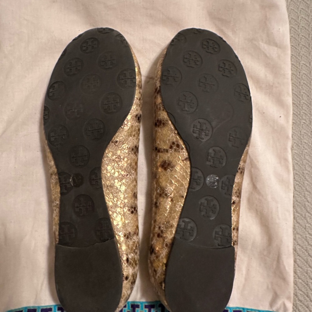 Tory Burch Gold Python Ballet Flats - image 5